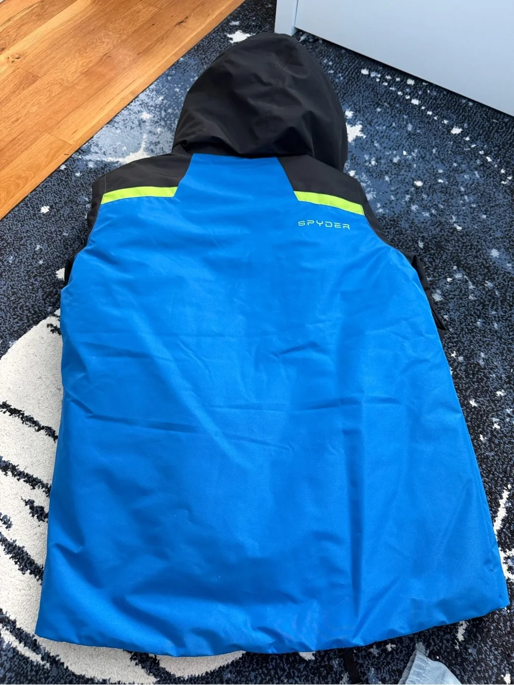 Spyder Boys Blue, Black & Lime Hooded Rain Jacket